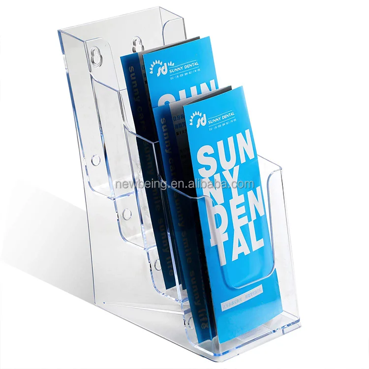 Custom Brush Catalog Holder Stand Tabletop Acrylic Wall Mounted Brochure Leaflet Marker Pen Display Holder