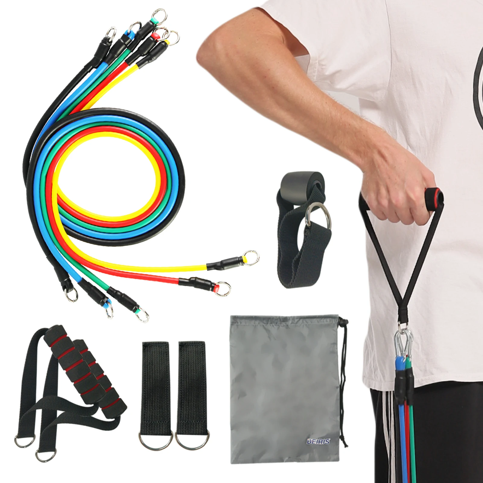 Dreamstone 11Pcs/Set Pull Rope Resistance Bands Gym Indoor Portable Fitness Equipment Exercise Training Expander Elastic Band