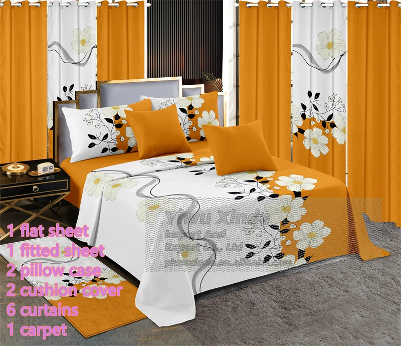 wholesale bed sheet king size 13 pieces bedding set with curtains queen size bedsheets sets