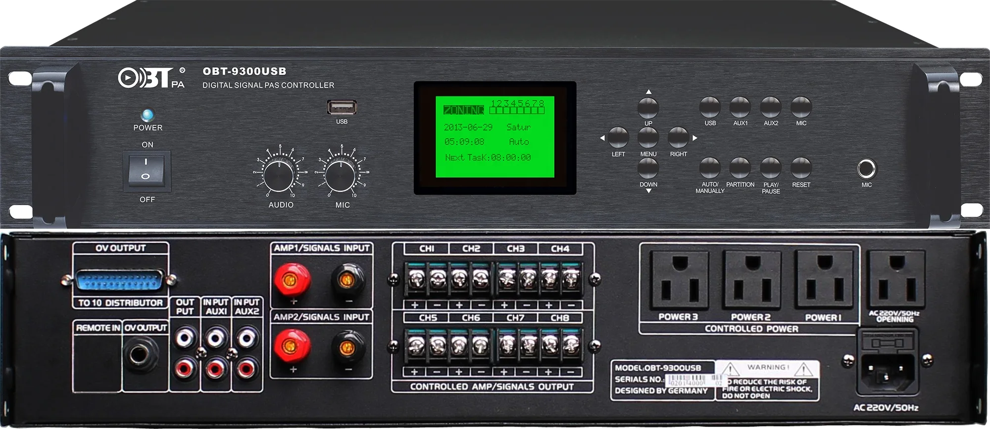 Obt-9300 Usb Automatic School Bell Timing Sound Effect Controller for School Education System in Public Address System