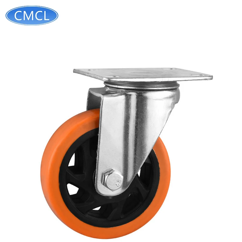 Made In China Orange Polyurethane Swivel Caster Bearing Caster 3inch Caster Wheel
