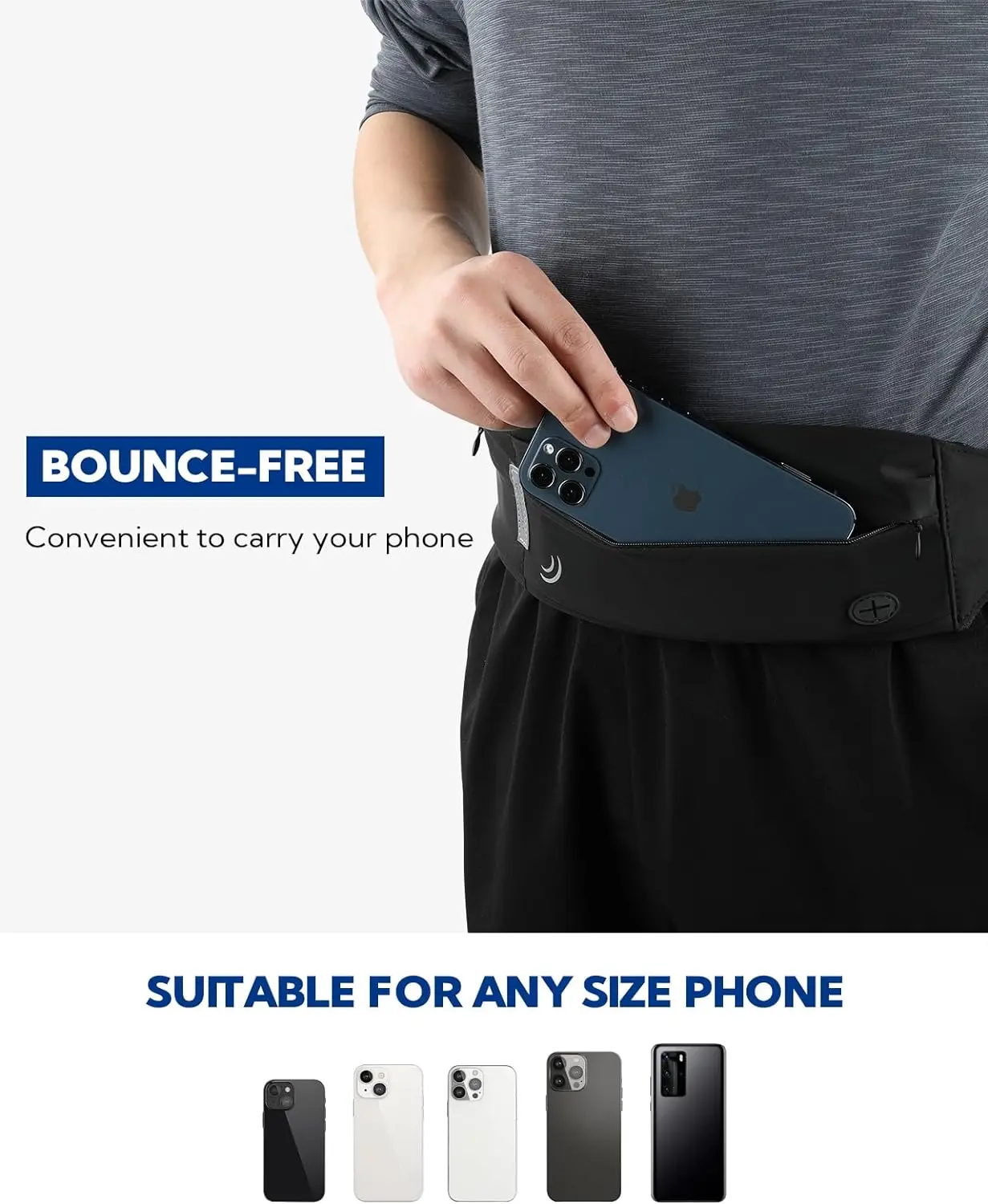 WATERFLY Running Belt Fanny Pack: Runner Marathon Jogging Waist Pack Sport Workout Exercise Fitness Phone Holder Belt for Men Wo