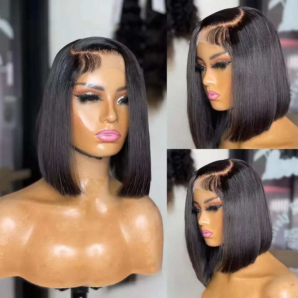 Wholesale Peruvian Short Bob Wigs Human Hair Lace Front Wigs For Black Women Straight Hd Lace Frontal Wigs Human Hair