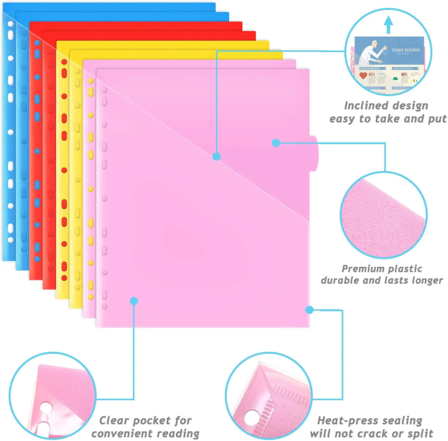 Office Stationery Supplier Custom Color Pp 3 Hole Ring Binder Index Divider A4 A5 Plastic File Dividers