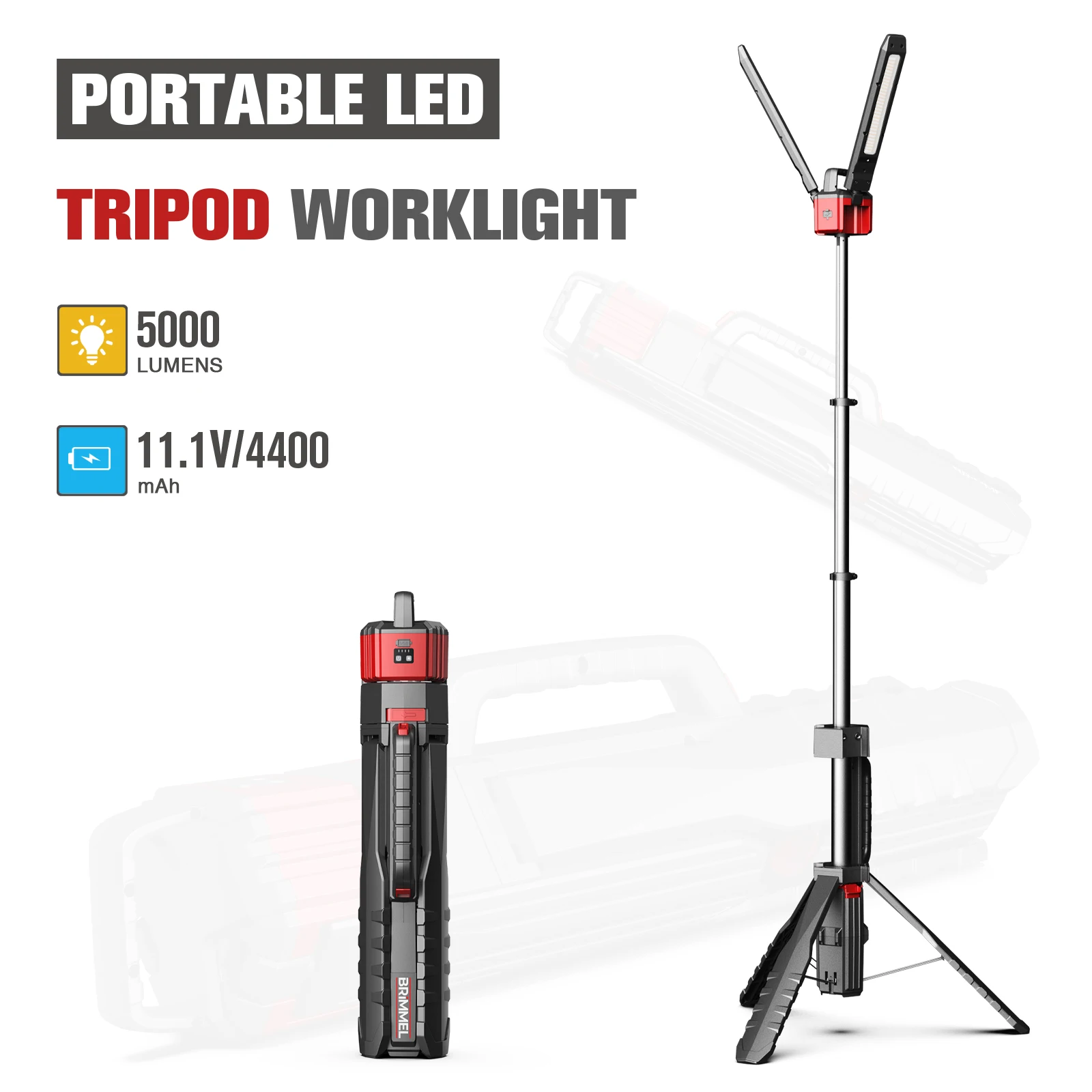 Vertak IP65 Rechargeable Portable Foldable Adjustable Floodlights Tripod Flood Led Outdoor Work Light