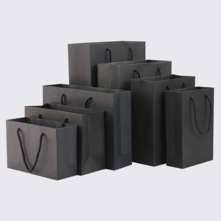 Custom luxury print black shopping paper bags with your own logo