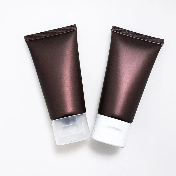 Wholesale 50ml empty brown PE plastic cosmetic squeeze soft lotion tube