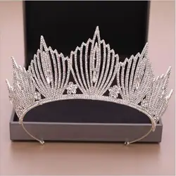 Fashion Women Silver Crystal Bride Crown Headbands Princess Queen Tiaras And Crowns Bridal Wedding Hair Jewelry Head Accessories