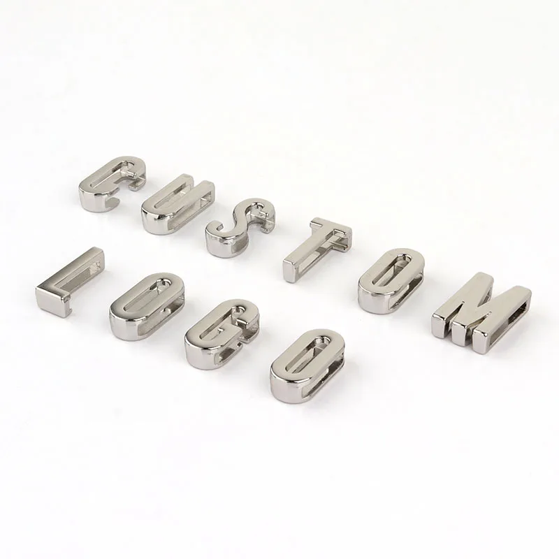 Manufacture 8mm Alloy Small Charm Letter Nickel-Free Bag Accessories Brand Logo Metal Letters For Leather Bags And Clothing