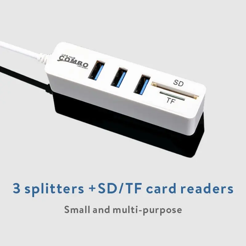 Cable Adapter High Speed Read Write USB 2.0 Device Memory Flash Card 3 IN 1Charging Port USB Extender