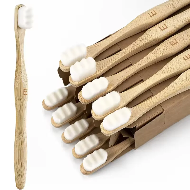 Eco natural 10000 bristle bamboo toothbrush ultra soft biodegradable Nano bristle head bamboo tooth brush with logo
