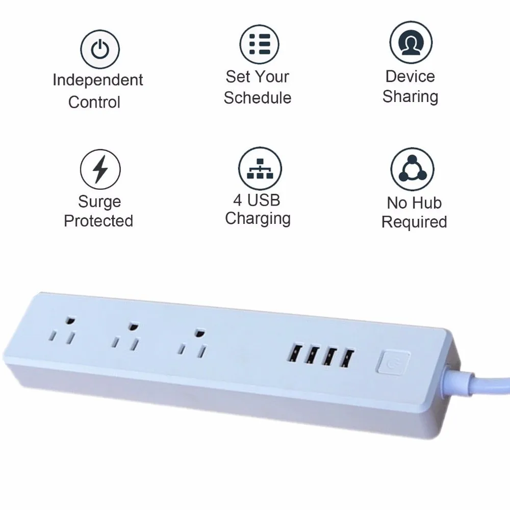 Умный сетевой фильтр с 3 розетками 4 Usb-портами и поддержкой