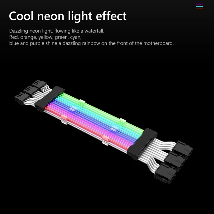 Оптовая продажа 24pin Rgb кабель материнская плата источник питания световой провод черный 5 В ARGB неоновый цвет удлинитель Pc