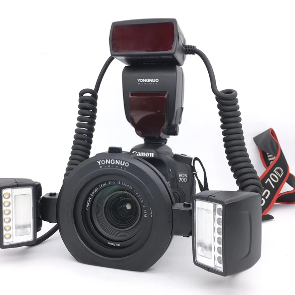 Yongnuo YN24EX E TTL Twin Lite Макро Вспышка Speedlite для камер Canon с двойной 2 шт. головки вспышки + 4 шт. адаптерных кольца