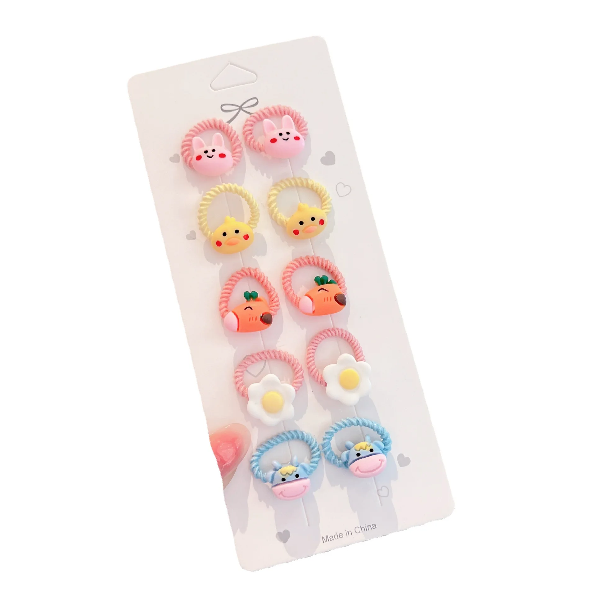 GEERDENG Wholesale 10pcs/set 2cm Cartoon Mini Hair Rope Accessories for Baby Rubber Band Baby Hair Ring Headdress