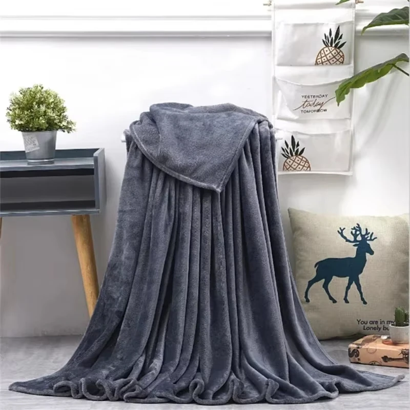 Solid Color Soft Warm Coral Fleece Blanket Plush Fuzzy Lightweight Throw, Super Soft Microfiber Flannel Nap Blankets for Couch