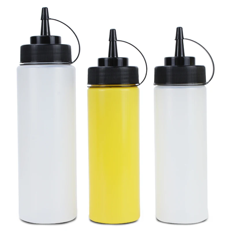 Customized 500ml  LDPE Empty Hot Pepper Sweet Chili Sauce Salad Bottle Ketchup Twist Top Cap Easy Squeeze Bottle