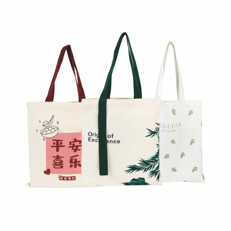 Eco Friendly Reusable Designer Cloth Canvas Cotton Shopping Tote Bag With Custom Logo Printed