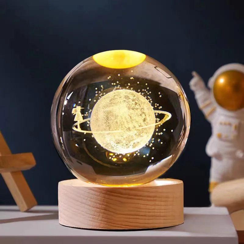 3D художественный хрустальный шар ночник светящийся солнечная система светодиодные ночники