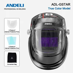 ANDELI Welding Helmet 180 Large Viewing Solar Auto Darkening True Color Welder Mask 4 Sensors