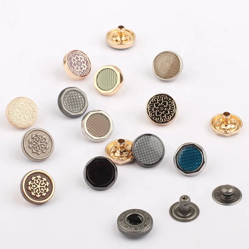 Factory Price Zinc Alloy Four Parts 12mm LOGO Custom Metal Press Snap Button For Clothing