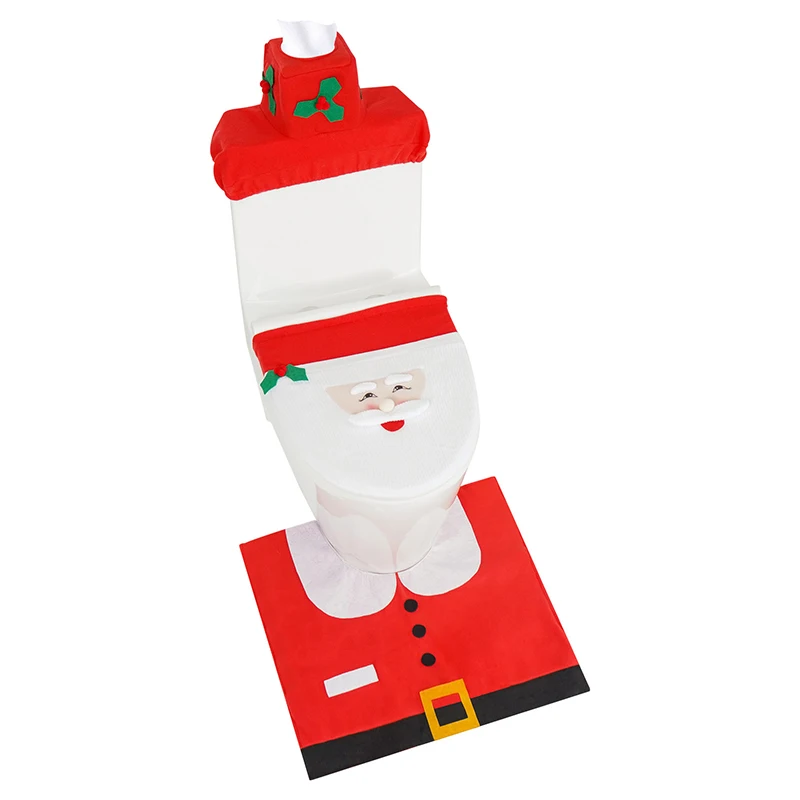 Christmas Decoration Toilet Seat Cover Case Supply Santa Claus Pants New Year Gift Candy Bag Bathroom Home Decoration Craft DIY