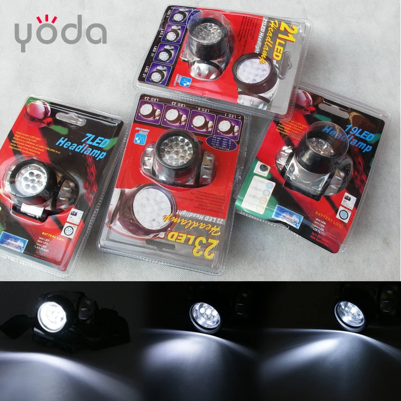 Plastic cheap AAA dry battery 7 12 20 21 multi led Headlamp for promotion gift