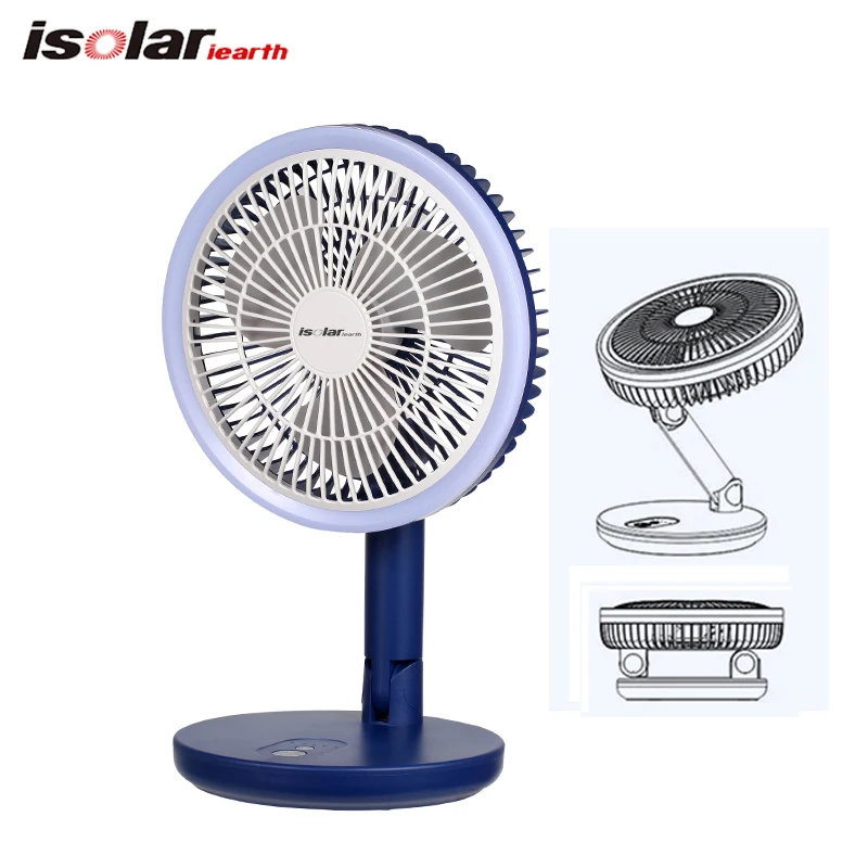 Office Home Use 8 Inch 3 Blades Folding Rechargeable Fan Portable Table Fans