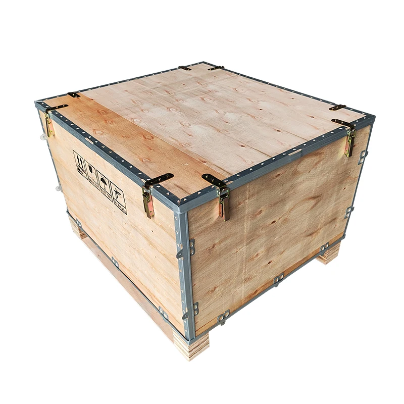 Logistics packaging wooden crate locking international freight wooden transport box stackable mobile storage box