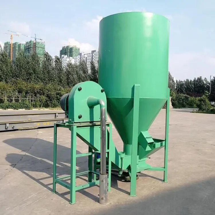 small 500-1000kg/batch vertical chicken feed grinding mixing machine poultry feed mixer grinder machine for 1 ton feed line