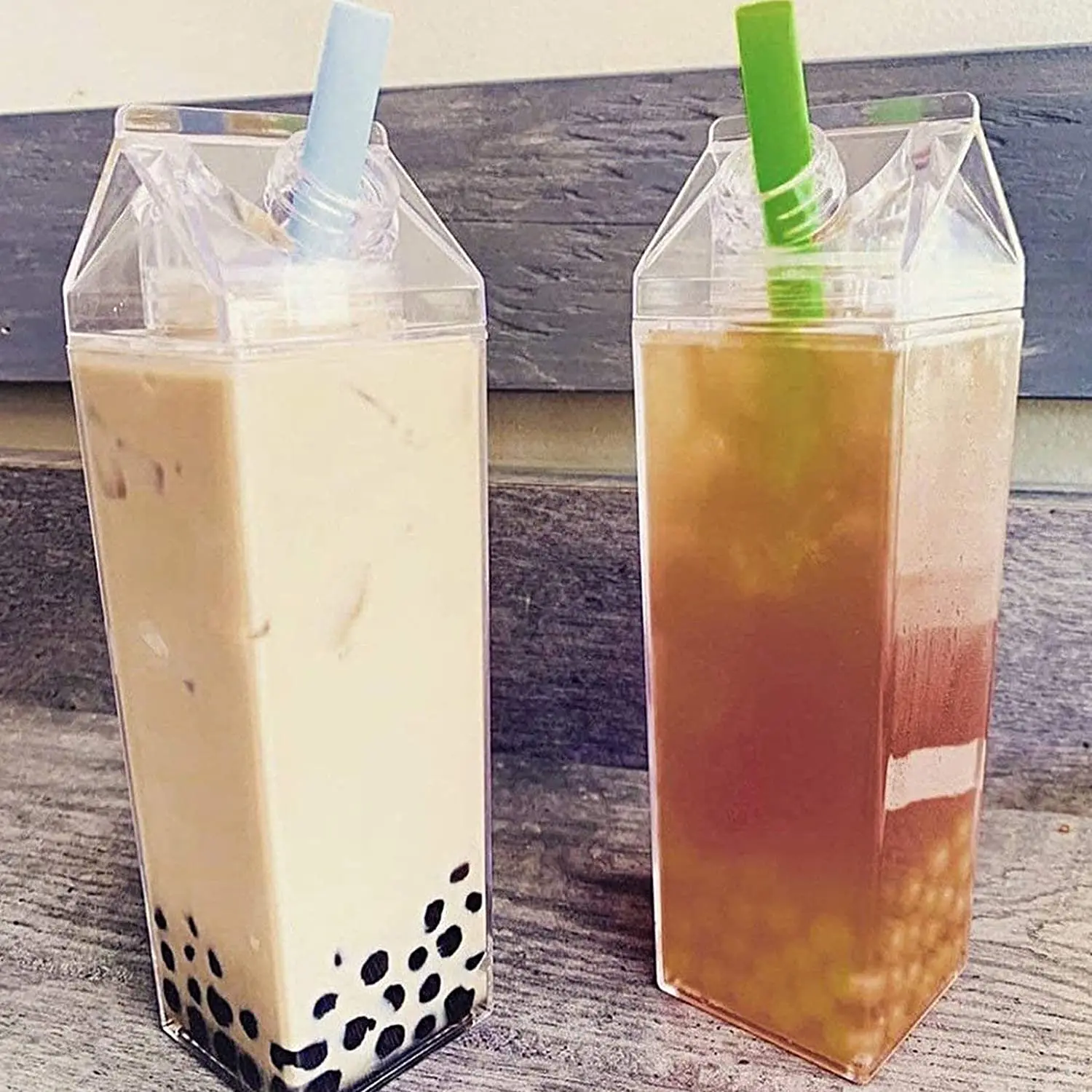 MAYSURE Custom Label 750ml 1000ml Plastic Milk Tumbler Cups Travel Sports Milk Carton Shape Box Bottle With Screw Cap