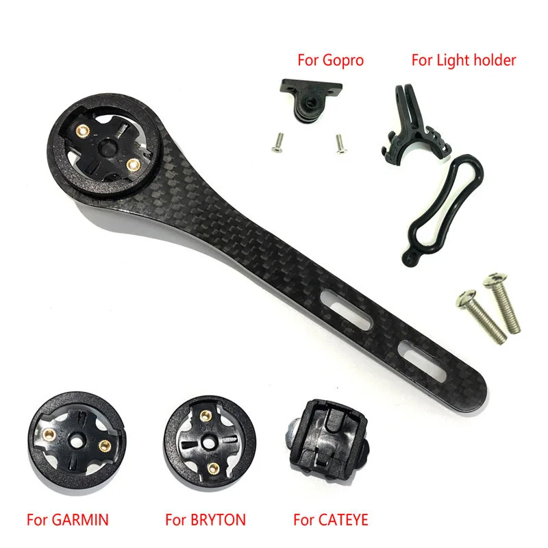Carbon Fiber Bike Bent Handlebar Computer Holder of MTB Road Bicycle Computer Camera Mount Extender support bryton rider 31.8mm