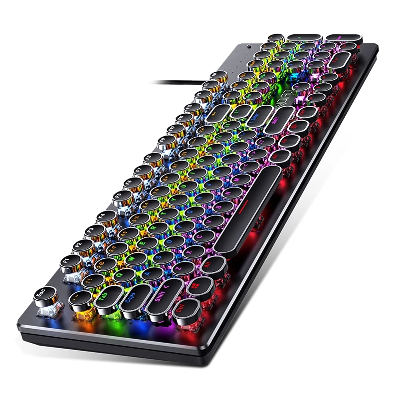 Zk-4 Personalized Punk Backlit Round Keycaps Real Wired Gaming Mechanical Keyboard