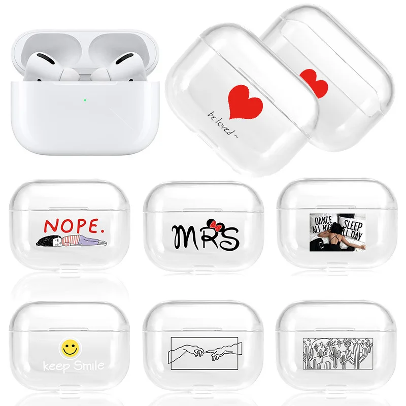 Чехол для наушников Air Pods Pro Прозрачный ударопрочный чехол из поликарбоната с милым мультяшным принтом и защитой от царапин