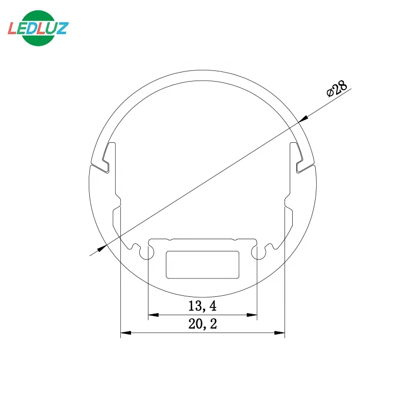 
Black Anodized 28mm Round Aluminum Profile For LED Strips 