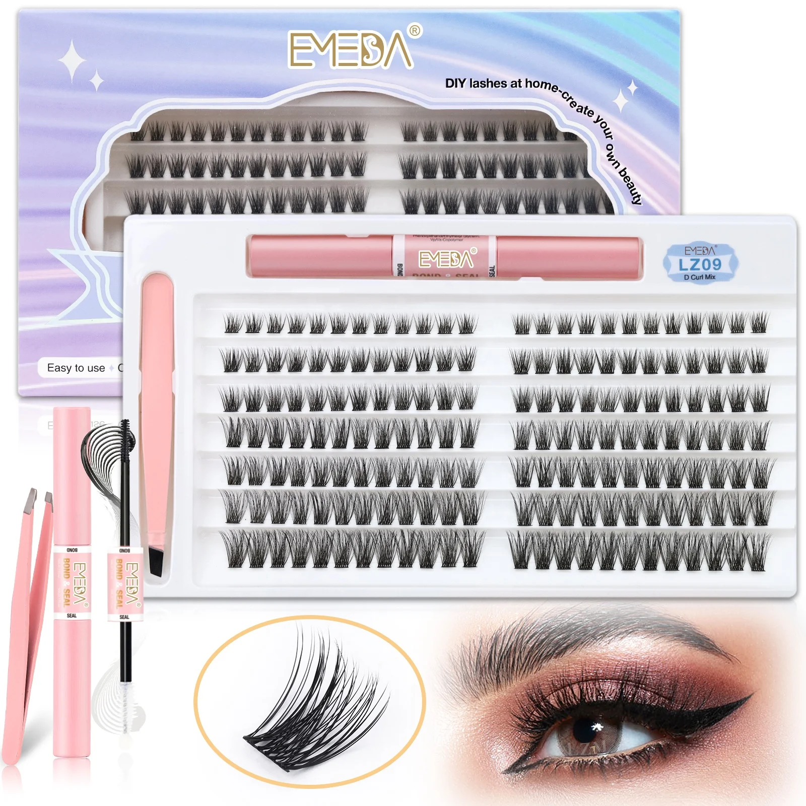 Wholesale DL Series DIY Cluster Lashes Kit 2 In 1 Lash Bond and Seal Long Lasting Private Label