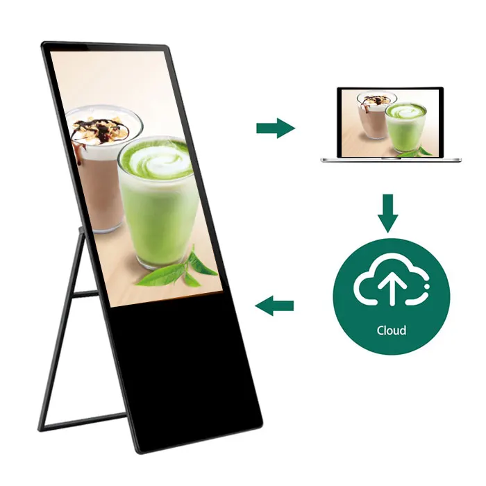 43 49 55 inch indoor mobile Battery power advertising signage display portable touch screen lcd digital poster