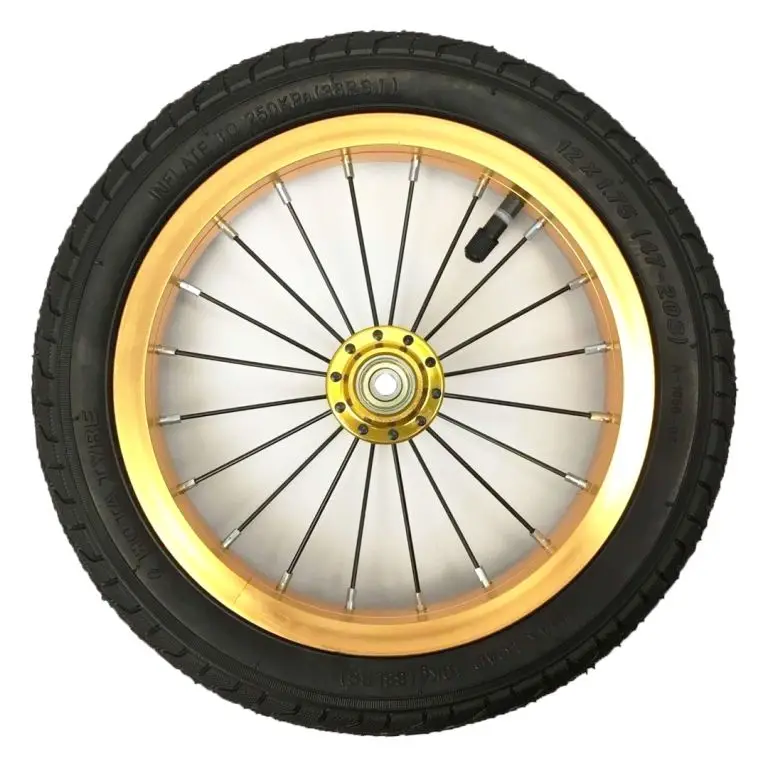 12 inch aluminum rim spokes wheel with rubber pneumatic tire for kids bicycle