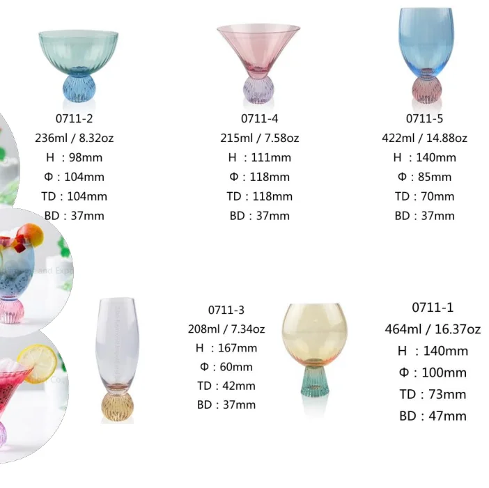 Raymond Vintage Retro Style Garden Goblets Crystal Wine Glasses with Wooden Stem Handcrafted Cup and Glassware