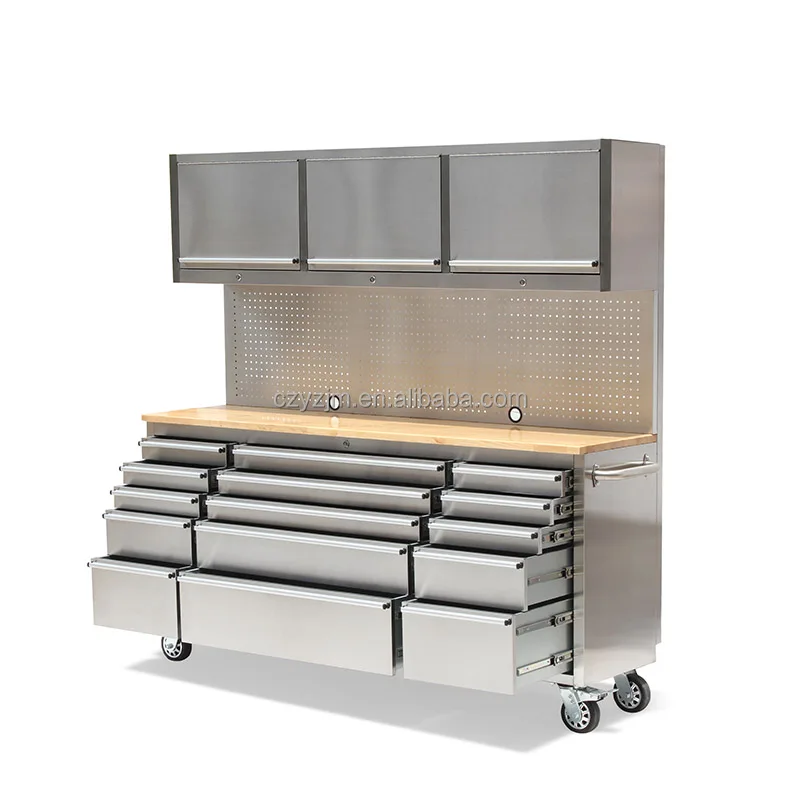Stainless Steel Rolling Tool Trolley Car Service Equipment Garage Workstation on Wheels Workshop Tool Storage Cabinet