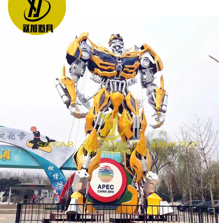 
Custom large outdoor iron stainless steel transformer statue metal robot sculptures landscaping 