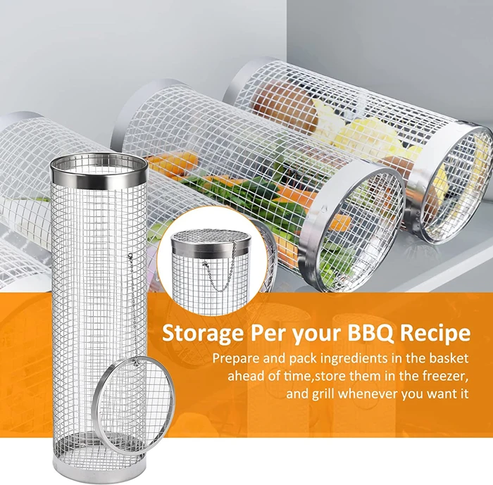 New customization round grill basket bbq wire mesh grill net for roasting meat