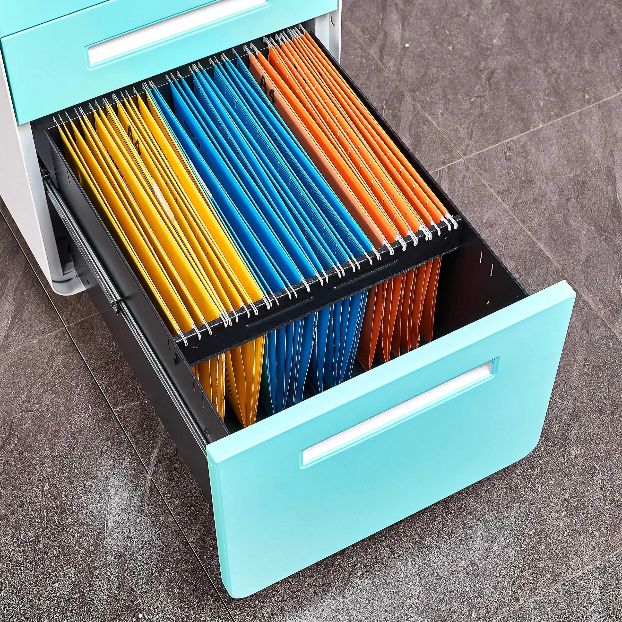 Customizable Secure 3-Drawer Mobile Pedestal File Cabinet with Locking Steel Drawers for Enhanced Safety