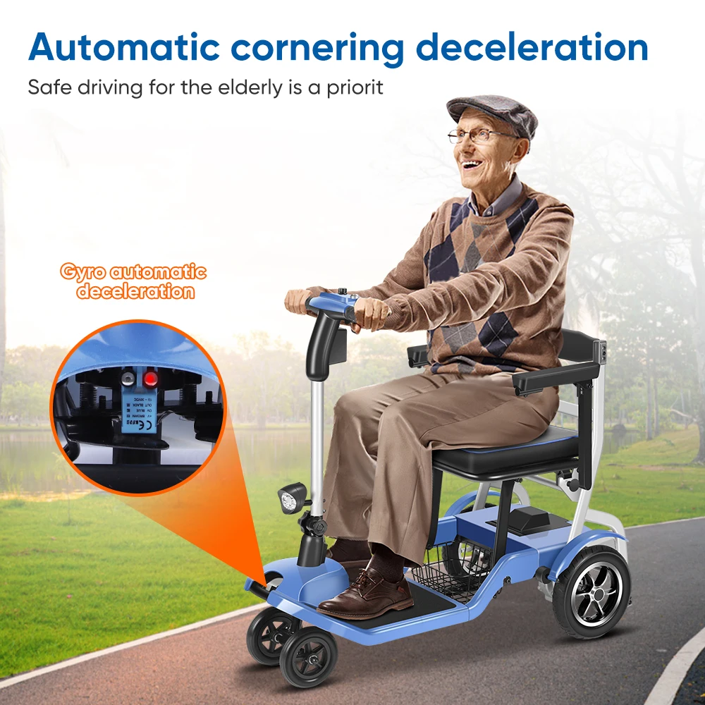 All Terrain Electromagnetic Brake Low-Speed Elderly Lightweight Folding Powered Mobility Scooter