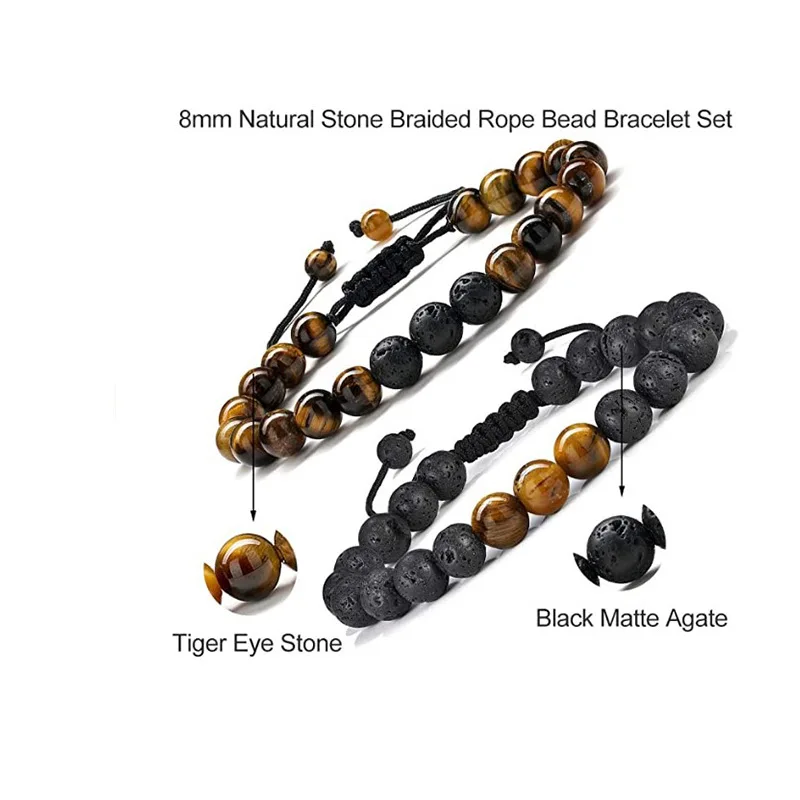 SC Fashion Essential Oil Diffuser Beaded Bracelet Aromatherapy Lava Rock Stone Men Bracelet Cool Round 8mm Tiger Eye Bracelet