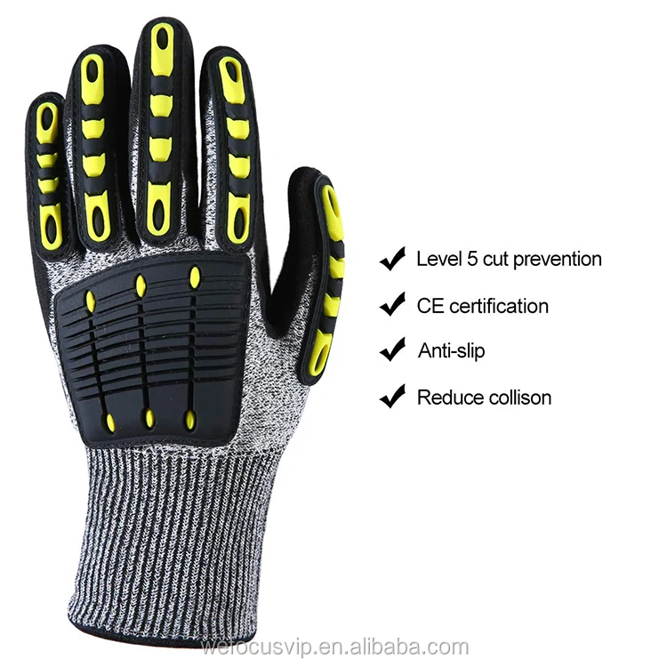 Full Flexibility Tpr Impact Safety Gloves Mechanic Light Duty Impact Nitrile Gloves