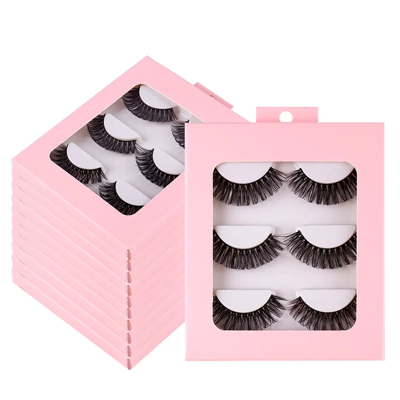 19 MM length MOQ 10000 European and American style new style 3 pairs of false eyelashes curling thick short eyelashes  wholesale