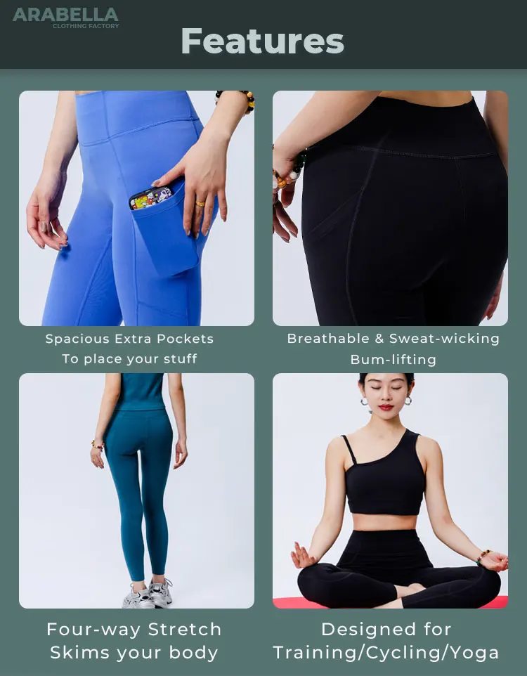 Arabella Clothing 2025 Custom Logo Nylon High Impact Workout Scrunch Gym Leggings With Back Pockets