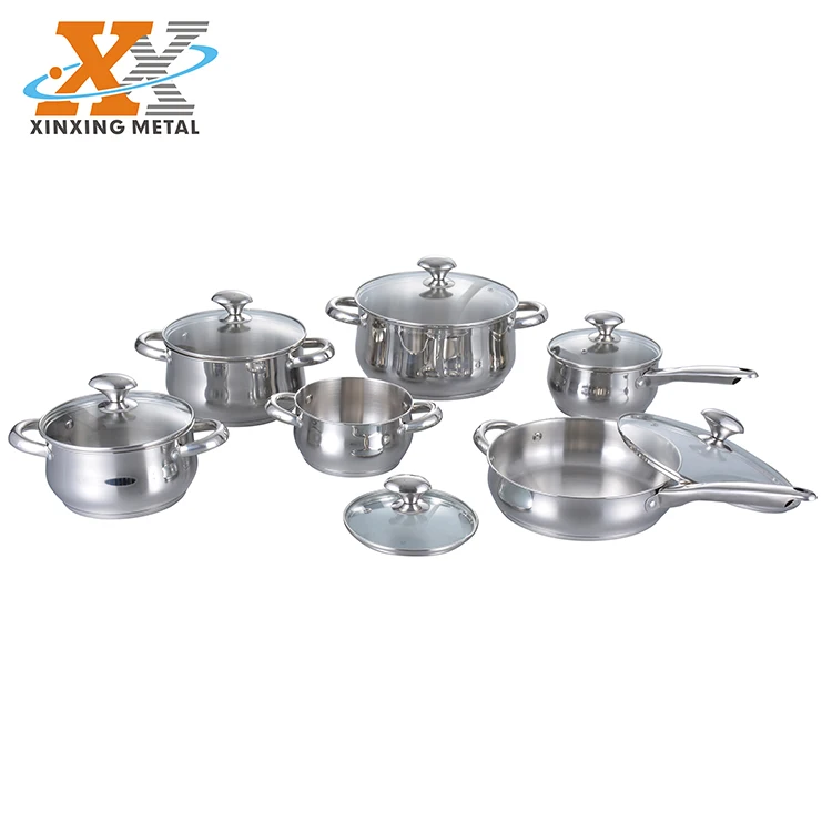 New Products Korea Hight Quality 12 Pcs Stainless Steel Induction Cookware Set