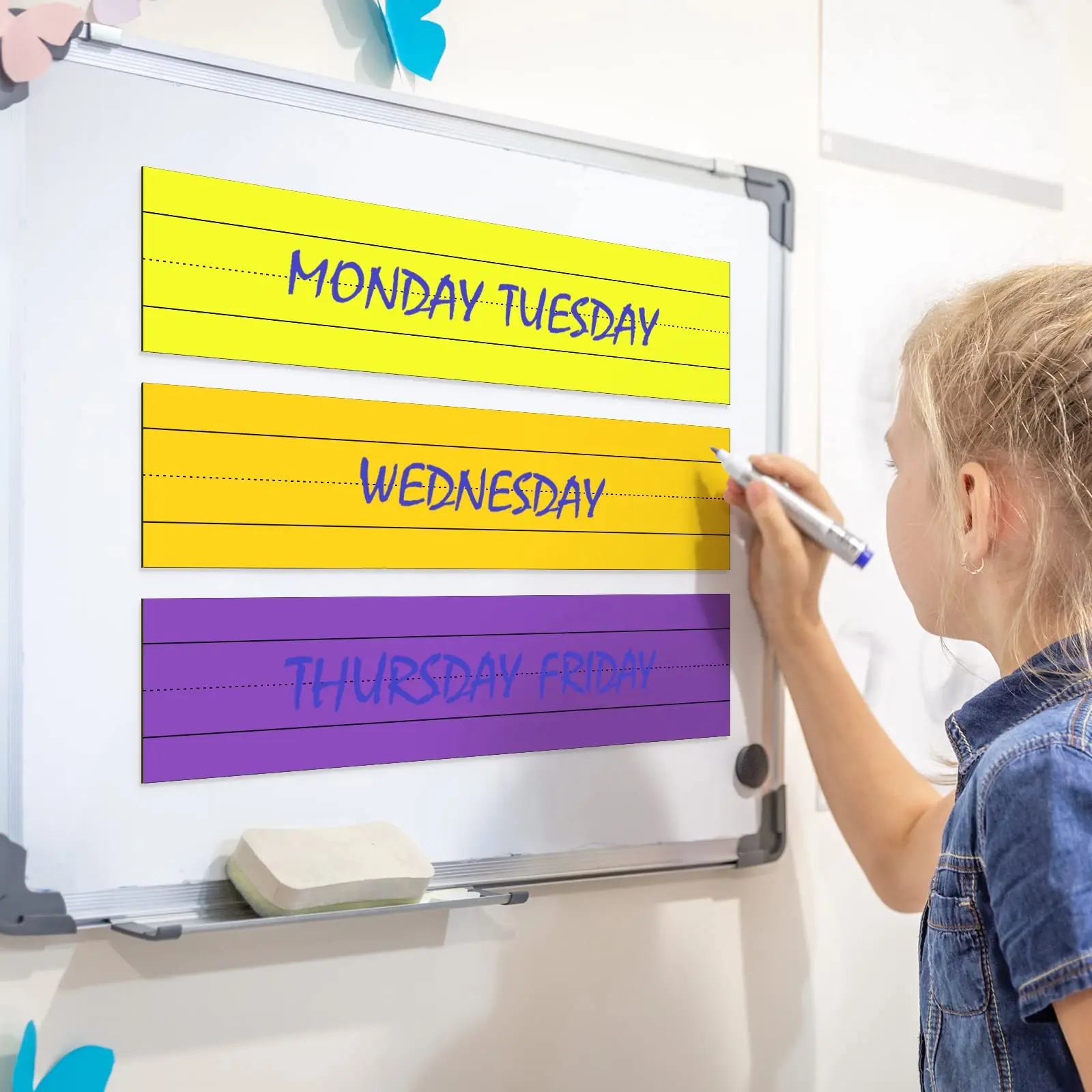 Magnetic Sentence Strips for teachers Sentence Strips Magnetic Dry Erase Lined Magnetic Strips Reusable Classroom Learning Tool